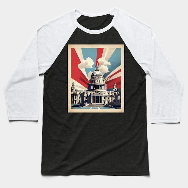 Saint Pauls Cathedral London United Kingdom Vintage Travel Tourism Poster Art Baseball T-Shirt by TravelersGems